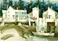 Low Tide, Deer Isle Maine, c. 1992, California art by James Green. HD giclee art prints for sale at CaliforniaWatercolor.com - original California paintings, & premium giclee prints for sale