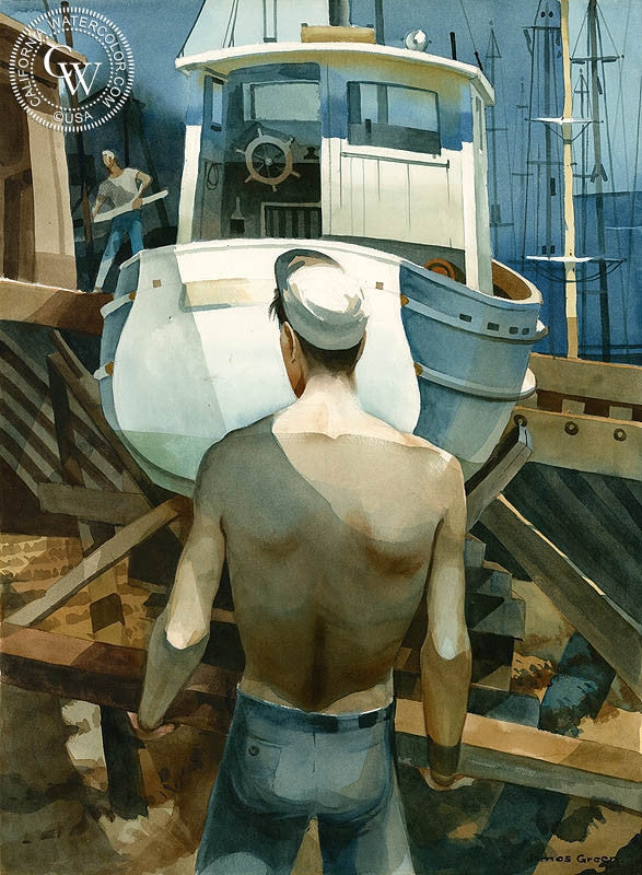 Ship Shape, watercolor painting by James Green  (American art). Fine art giclée print reproduction by California Watercolor for wall decor.