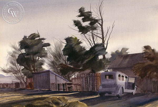 Abandoned, 1938, California art by James Hollins Patrick. HD giclee art prints for sale at CaliforniaWatercolor.com - original California paintings, & premium giclee prints for sale