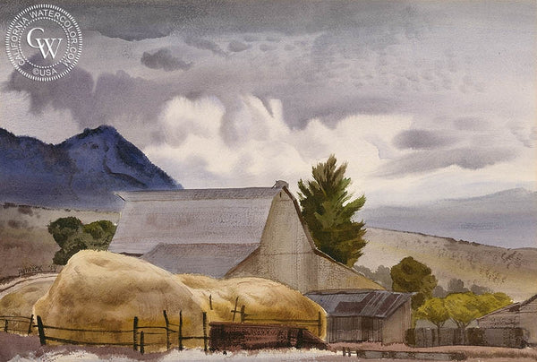 Farm in Provo, Utah, 1939, California art by James Hollins Patrick. HD giclee art prints for sale at CaliforniaWatercolor.com - original California paintings, & premium giclee prints for sale