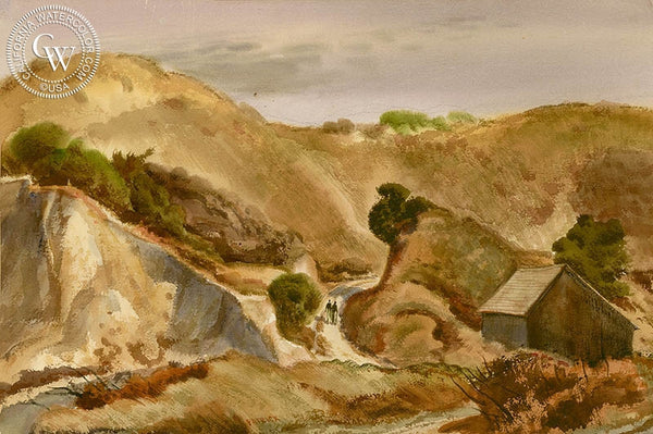 Going Home, c. 1940, California art by James Hollins Patrick. HD giclee art prints for sale at CaliforniaWatercolor.com - original California paintings, & premium giclee prints for sale