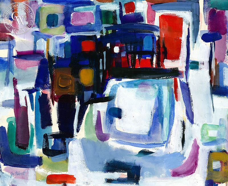 Cable Car, watercolor painting by Jo Rebert  (American art). Fine art giclée print reproduction by California Watercolor for wall decor.