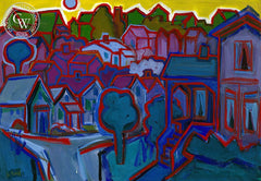 Neighborhood, California art by Jo Rebert. HD giclee art prints for sale at CaliforniaWatercolor.com - original California paintings, & premium giclee prints for sale