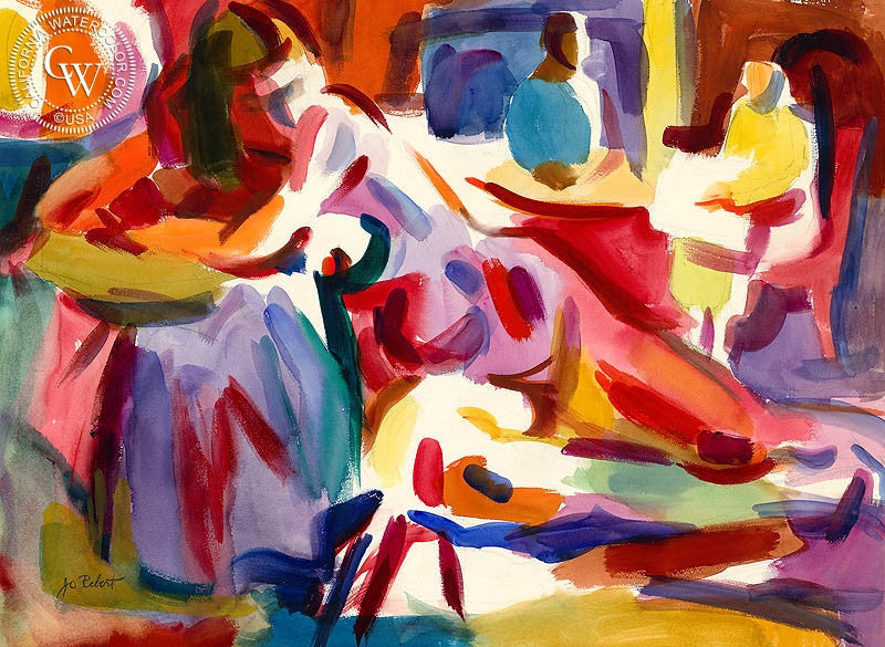 Nude Model, watercolor painting by Jo Rebert  (American art). Fine art giclée print reproduction by California Watercolor for wall decor.