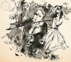 Girl and Violinist, California art by John Altoon. HD giclee art prints for sale at CaliforniaWatercolor.com - original California paintings, & premium giclee prints for sale