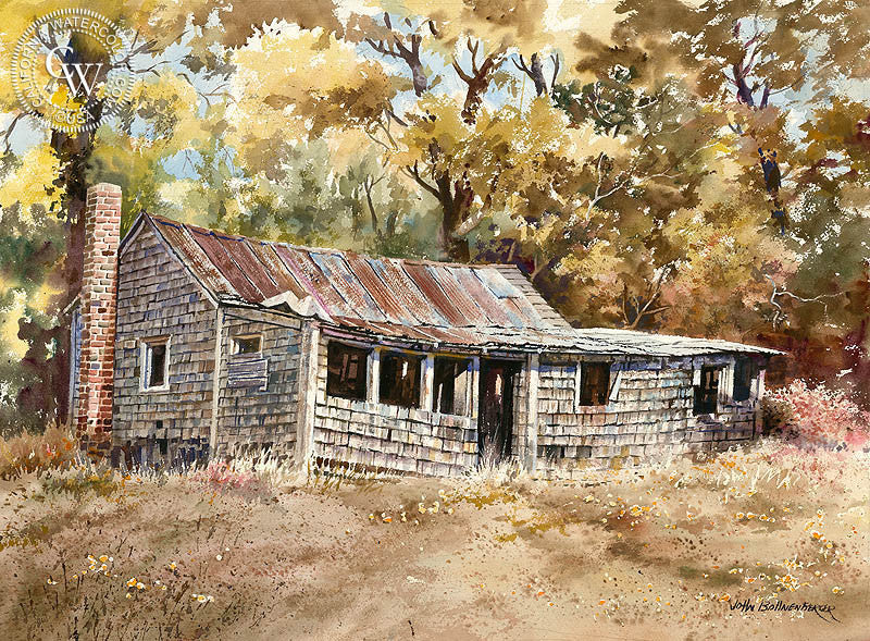Abandoned, watercolor painting by John Bohnenberger  (American art). Fine art giclée print reproduction by California Watercolor for wall decor.