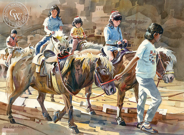 Pony Ride, California art by John Bohnenberger. HD giclee art prints for sale at CaliforniaWatercolor.com - original California paintings, & premium giclee prints for sale