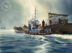 The Great Tug, California art by John Bohnenberger. HD giclee art prints for sale at CaliforniaWatercolor.com - original California paintings, & premium giclee prints for sale