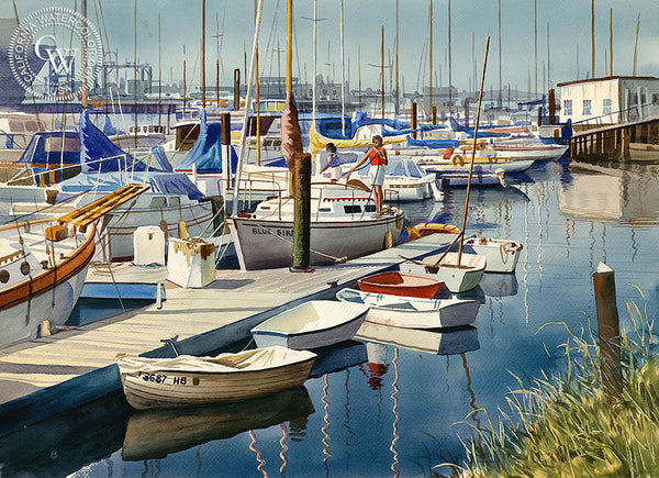 The Marina, California art by John Bohnenberger. HD giclee art prints for sale at CaliforniaWatercolor.com - original California paintings, & premium giclee prints for sale