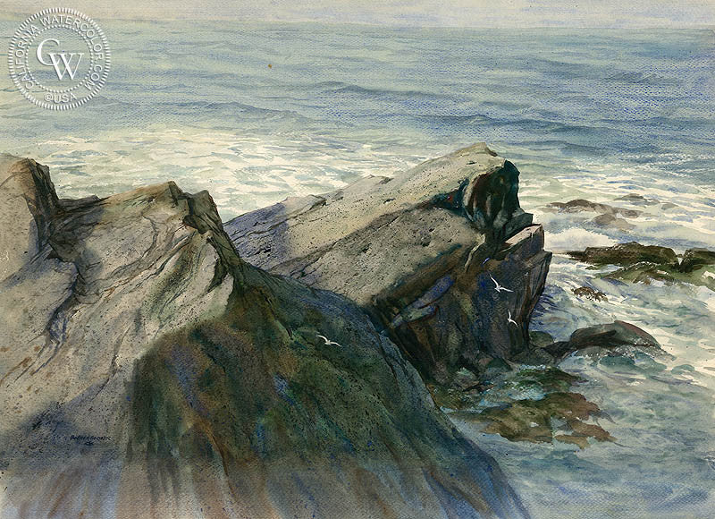 The Rocky Shore, art by John Bohnenberger – California Watercolor