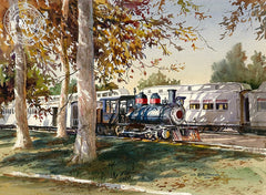 Travel Town, Griffith Park, L.A., California art by John Bohnenberger. HD giclee art prints for sale at CaliforniaWatercolor.com - original California paintings, & premium giclee prints for sale