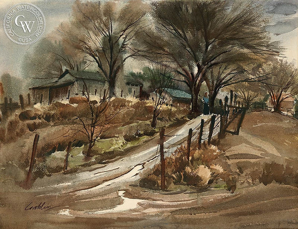 Farm Scene, California art by John Coakley. HD giclee art prints for sale at CaliforniaWatercolor.com - original California paintings, & premium giclee prints for sale