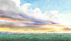 Farmlands, California art by John Norman Stewart. HD giclee art prints for sale at CaliforniaWatercolor.com - original California paintings, & premium giclee prints for sale