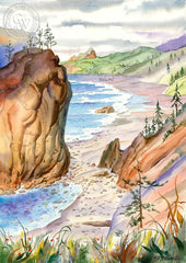 Oregon Coast 4, California art by John Norman Stewart. HD giclee art prints for sale at CaliforniaWatercolor.com - original California paintings, & premium giclee prints for sale