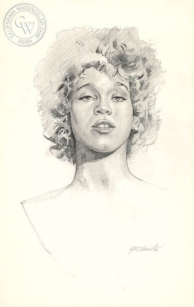 Whitney Houston, from the Bodyguard Film, California art by John Norman Stewart. HD giclee art prints for sale at CaliforniaWatercolor.com - original California paintings, & premium giclee prints for sale