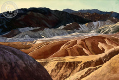 Dawn at Zabriskie Point, Death Valley, California art by Joseph Emil Morhardt. HD giclee art prints for sale at CaliforniaWatercolor.com - original California paintings, & premium giclee prints for sale
