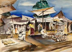 Mexican Market, 1956, California art by Joseph Knowles. HD giclee art prints for sale at CaliforniaWatercolor.com - original California paintings, & premium giclee prints for sale