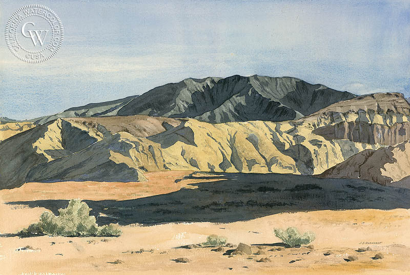 Near Furnace Creek, Death Valley, watercolor painting by Joseph Emil Morhardt  (American art). Fine art giclée print reproduction by California Watercolor for wall decor.
