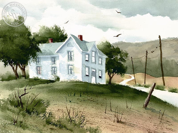 White House, California art by Ken Decker. HD giclee art prints for sale at CaliforniaWatercolor.com - original California paintings, & premium giclee prints for sale