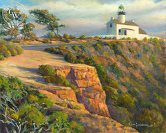 Cabrillo Lighthouse, a California oil painting by Ken Goldman. HD giclee art prints for sale at CaliforniaWatercolor.com - original California paintings, & premium giclee prints for sale