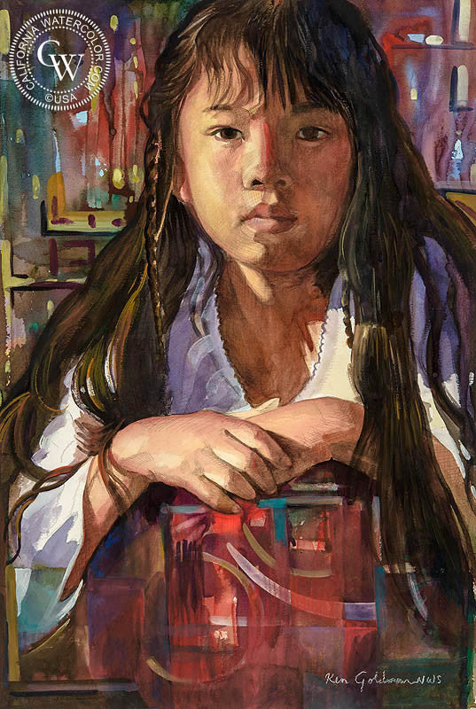 Erica, watercolor painting by Ken Goldman  (American art). Fine art giclée print reproduction by California Watercolor for wall decor.