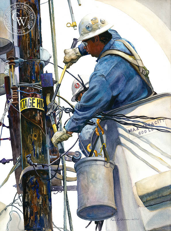 Line and Space #4, watercolor painting by Ken Goldman  (American art). Fine art giclée print reproduction by California Watercolor for wall decor.