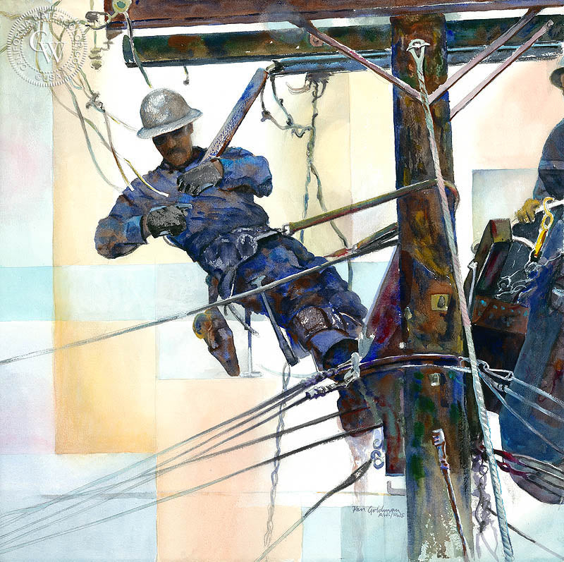 Line and Space #1, watercolor painting by Ken Goldman  (American art). Fine art giclée print reproduction by California Watercolor for wall decor.