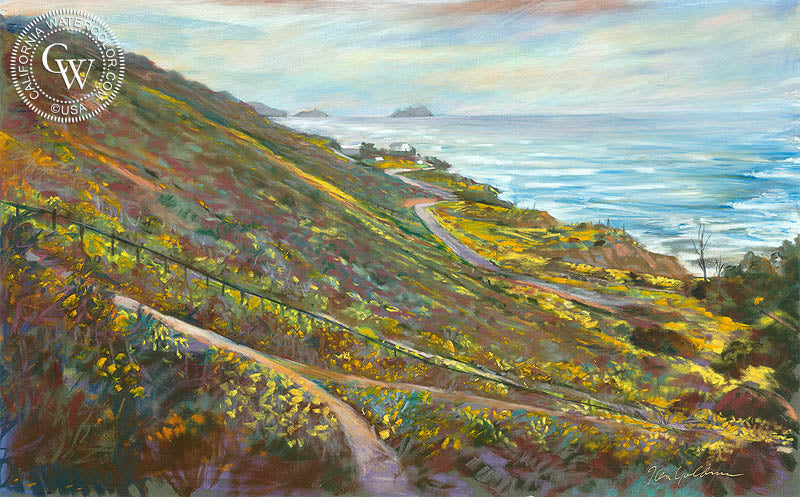 Sunset Cliffs Spring, a watercolor painting by California artist