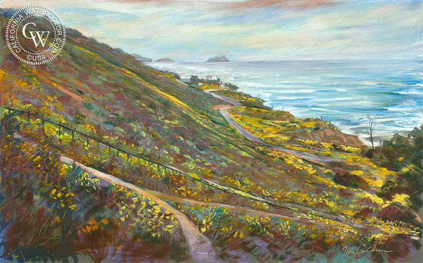 Sunset Cliffs Spring, California watercolor art by Ken Goldman. HD giclee art prints for sale at CaliforniaWatercolor.com - original California paintings, & premium giclee prints for sale