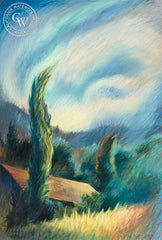 Swirling Cypress, Pastel art by Ken Goldman. HD giclee art prints for sale at CaliforniaWatercolor.com - original California paintings, & premium giclee prints for sale