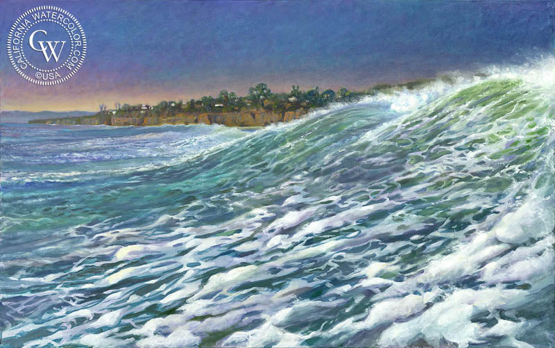 The Surge, watercolor painting by Ken Goldman  (American art). Fine art giclée print reproduction by California Watercolor for wall decor.
