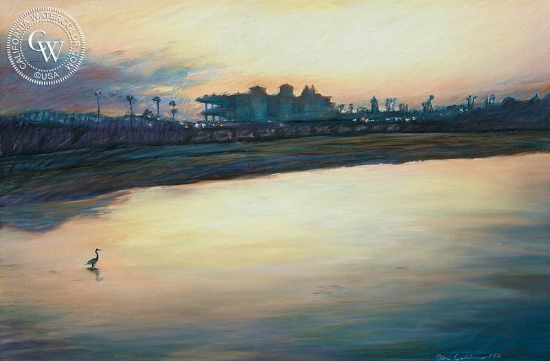 Del Mar Dawn, watercolor painting by Ken Goldman  (American art). Fine art giclée print reproduction by California Watercolor for wall decor.