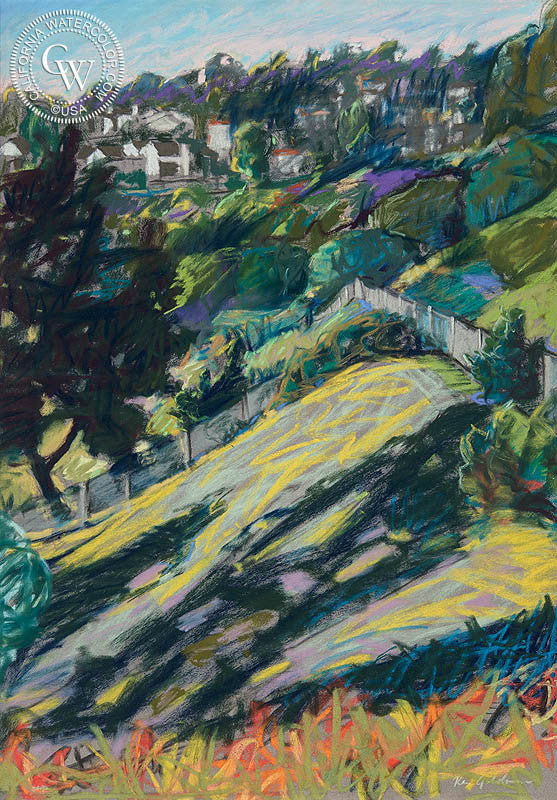 Soledad Slope, watercolor painting by Ken Goldman  (American art). Fine art giclée print reproduction by California Watercolor for wall decor.