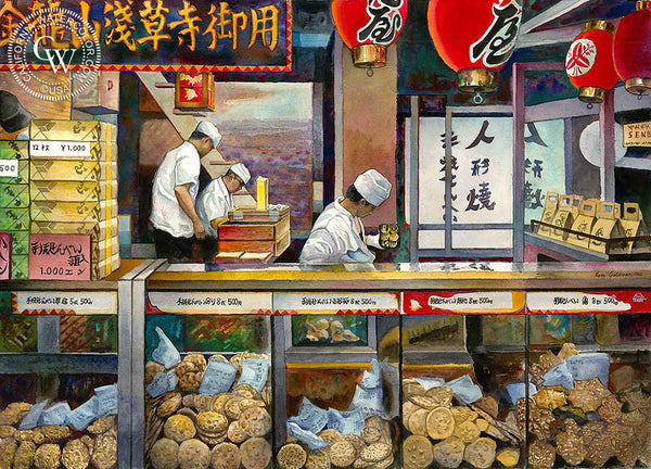 Tokyo Cookie Makers, California art by Ken Goldman. HD giclee art prints for sale at CaliforniaWatercolor.com - original California paintings, & premium giclee prints for sale