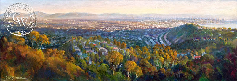 Mount Soledad Vista, oil painting by Ken Goldman (American art). Original painting by California Watercolor for wall decor.