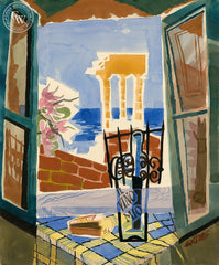 Agrigento Window, 1953, California art by Ken Potter. HD giclee art prints for sale at CaliforniaWatercolor.com - original California paintings, & premium giclee prints for sale