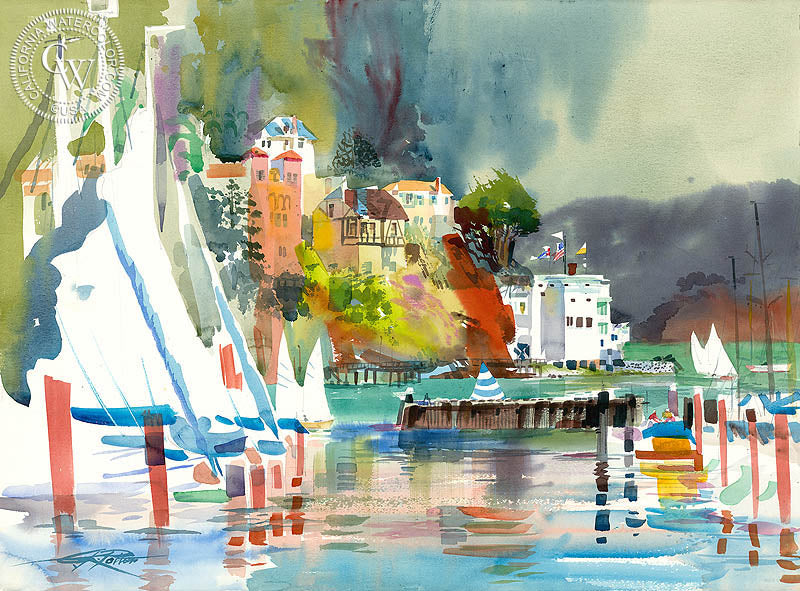 科林斯岛和浣熊海峡，1990年，肯·波特绘图– California Watercolor