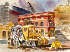 Demolition of the Produce District, 1961, California art by Ken Potter. HD giclee art prints for sale at CaliforniaWatercolor.com - original California paintings, & premium giclee prints for sale
