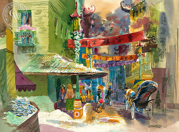 Grant & Washington, San Francisco, California art by Ken Potter. HD giclee art prints for sale at CaliforniaWatercolor.com - original California paintings, & premium giclee prints for sale