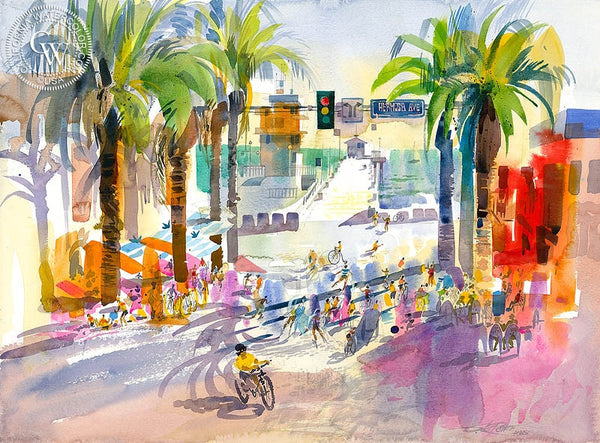 Hermosa Beach, 2000, California art by Ken Potter. HD giclee art prints for sale at CaliforniaWatercolor.com - original California paintings, & premium giclee prints for sale