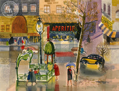 Metro Pigalle, Paris, 1953, California art by Ken Potter. HD giclee art prints for sale at CaliforniaWatercolor.com - original California paintings, & premium giclee prints for sale