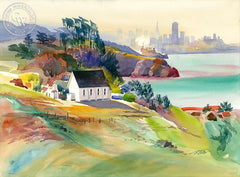 Morning Old St. Hilary's, 2000, California art by Ken Potter. HD giclee art prints for sale at CaliforniaWatercolor.com - original California paintings, & premium giclee prints for sale