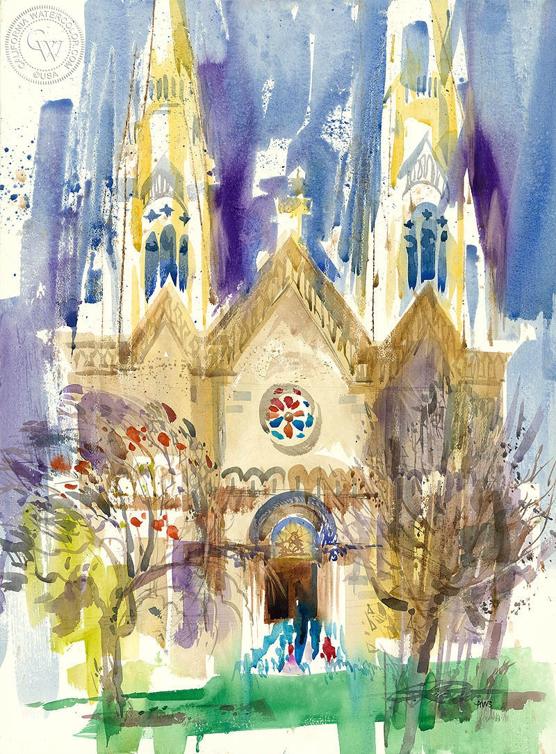 S S Peter Paul, San Francisco, watercolor painting by Ken Potter  (American art). Fine art giclée print reproduction by California Watercolor for wall decor.