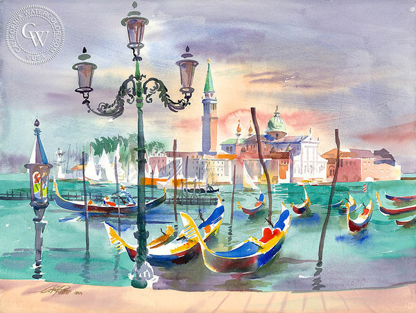 Venice from the Piazetta, California art by Ken Potter. HD giclee art prints for sale at CaliforniaWatercolor.com - original California paintings, & premium giclee prints for sale