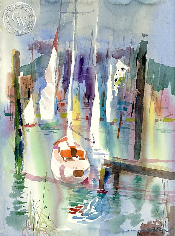 Verticality, watercolor painting by Ken Potter  (American art). Fine art giclée print reproduction by California Watercolor for wall decor.