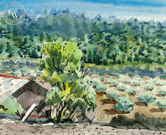 Crop Farm, California art by Lee Blair. HD giclee art prints for sale at CaliforniaWatercolor.com - original California paintings, & premium giclee prints for sale