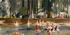 Lakeside Camp, California art by Lee Blair. HD giclee art prints for sale at CaliforniaWatercolor.com - original California paintings, & premium giclee prints for sale