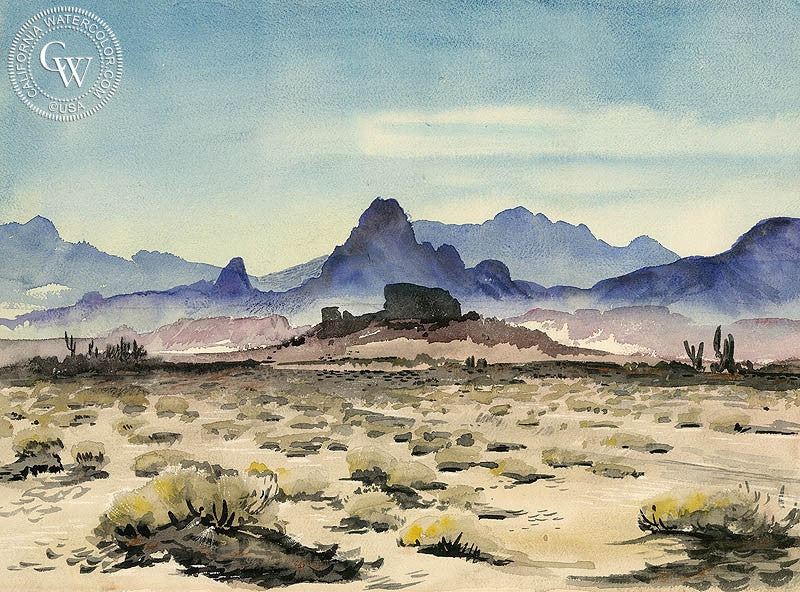 The Desert, watercolor painting by Lee Blair  (American art). Fine art giclée print reproduction by California Watercolor for wall decor.