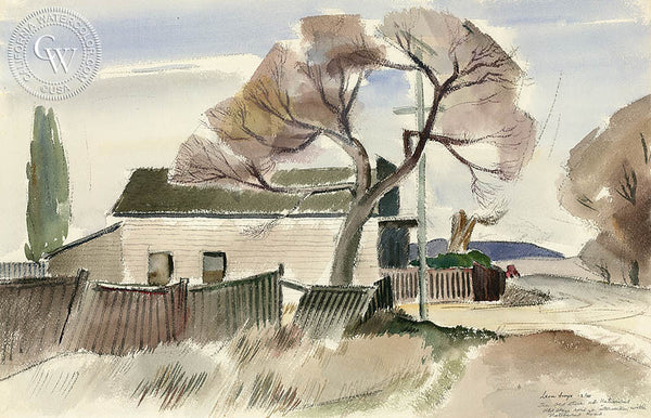 Old Natividad Store, 1940, by Leon Amyx. California art, original California watercolor art for sale, giclee, fine art print for sale - CaliforniaWatercolor.com