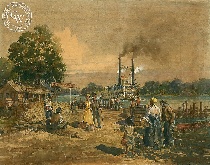 Study for Frontierland, watercolor painting by Lloyd Harting  (American art). Fine art giclée print reproduction by California Watercolor for wall decor.